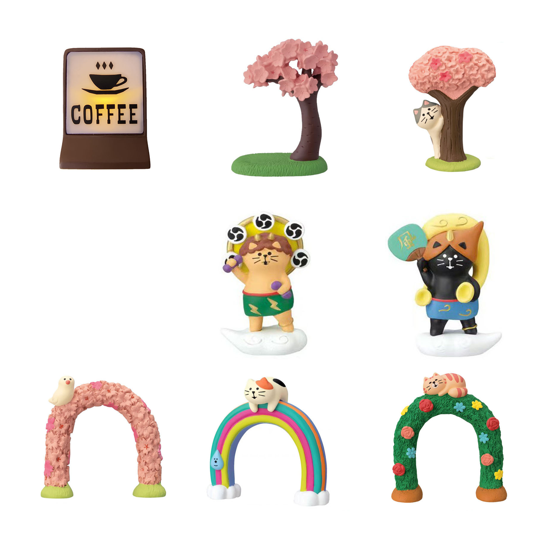 창조적 인 DIY 무지개 고양이 일본 식료품 zakka 여름 매화 비 수지 공예 작은 장식품