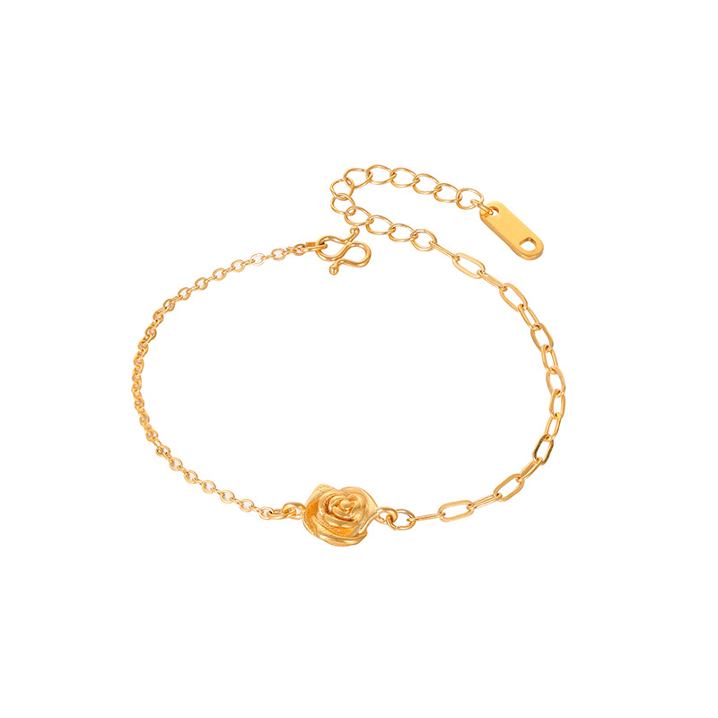 Arena oro pulsera mujer rosa pétalo cobre aleación joyería ajustable temperamento todo partido pulsera exquisitos accesorios al por mayor
