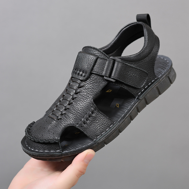 Verano nuevo cabeza de cuero para hombres sandalias de cuero para hombres zapatos de playa para hombres zapatos transpirables con suela suave