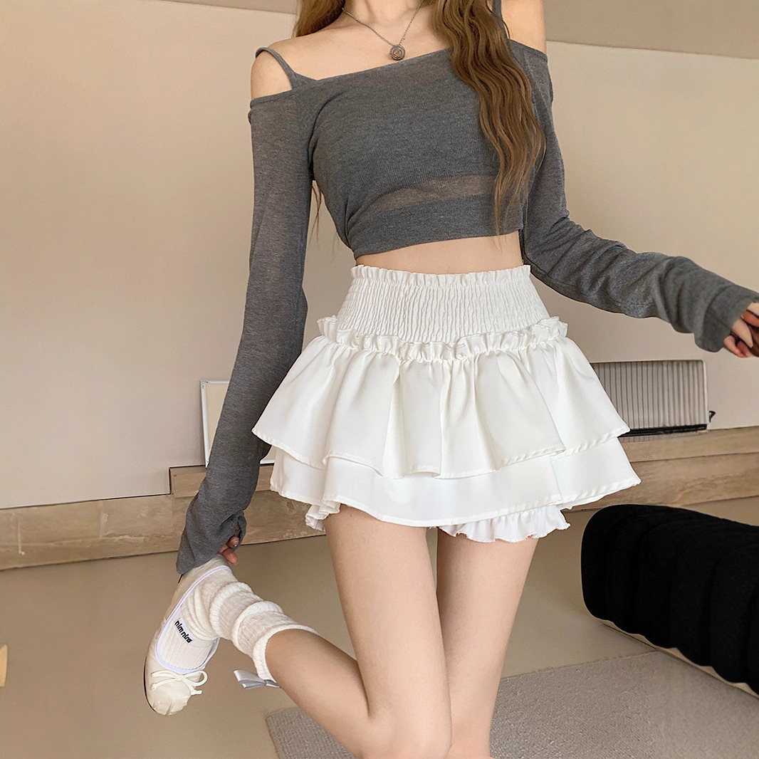 Ballet Style Skirt for Women in Spring, Summer and Autum Korean Style New High-Waist Slim Design Sweet and Spicy Cake Puffy Skirt