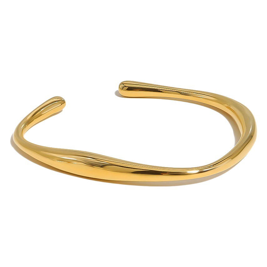 Lujo ligero, todo fósforo, sentido de alta gama, estilo INS, joyería de acero de titanio galvanizado de 18 quilates, pulsera abierta irregular de forma especial