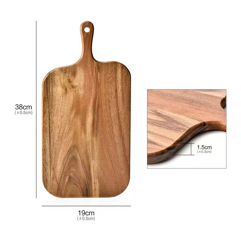 Tablero de cortar de madera de acacia Tablero de cortar de madera maciza Tablero de cortar de frutas y verduras Tablero de cortar Tablero de cortar con mango de madera de acacia Tablero de cortar pizza Tablero de bistec