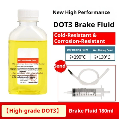 exclusive supply of electric vehicle: Brake fluid - transparent-small-bottle-standard-dot3-brake-fluid-180ml-tools