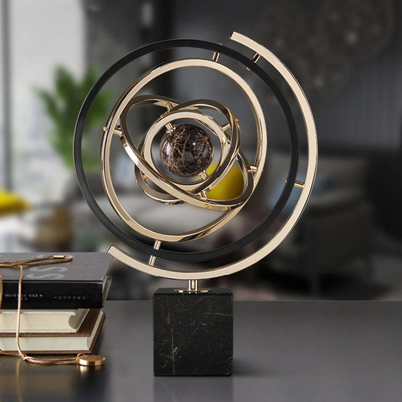 Small Black Base Marble Globe