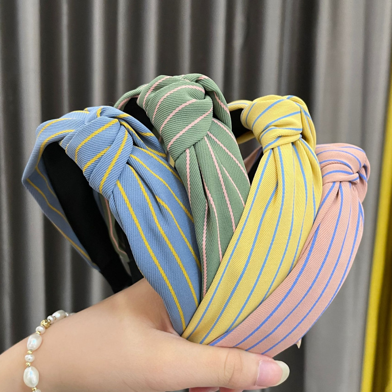 條紋發箍女夏季夏天頭箍網紅2024年新款韓式發卡髮帶法式壓發復古