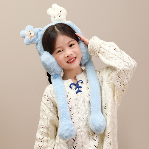 Moving bunny ears, cute air bag earmuffs, women's winter warm earmuffs, students and children's antifreeze ear warmers