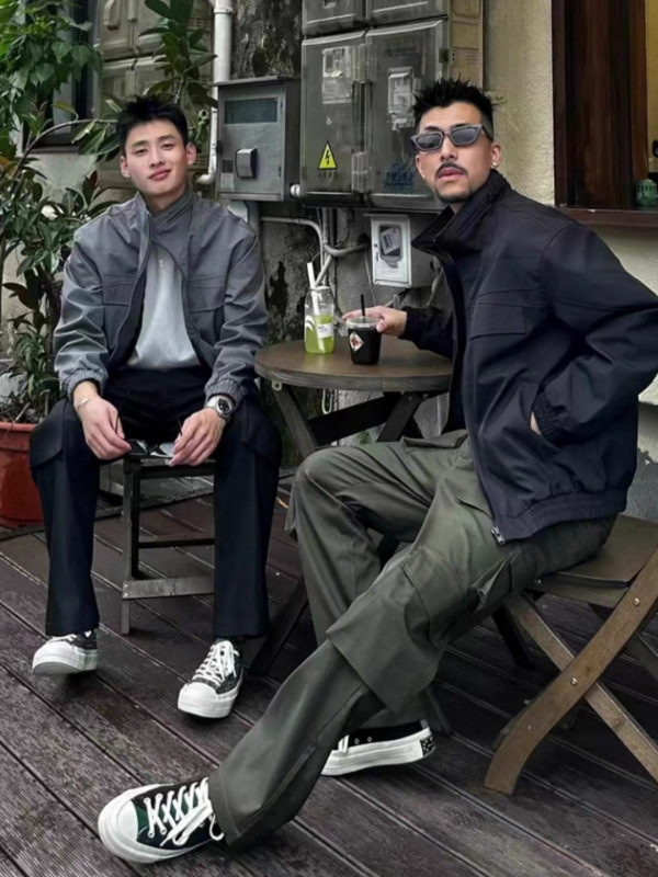 美式复古飞行员外套男士春秋季机能工装立领夹克潮流痞帅高端上衣|undefined