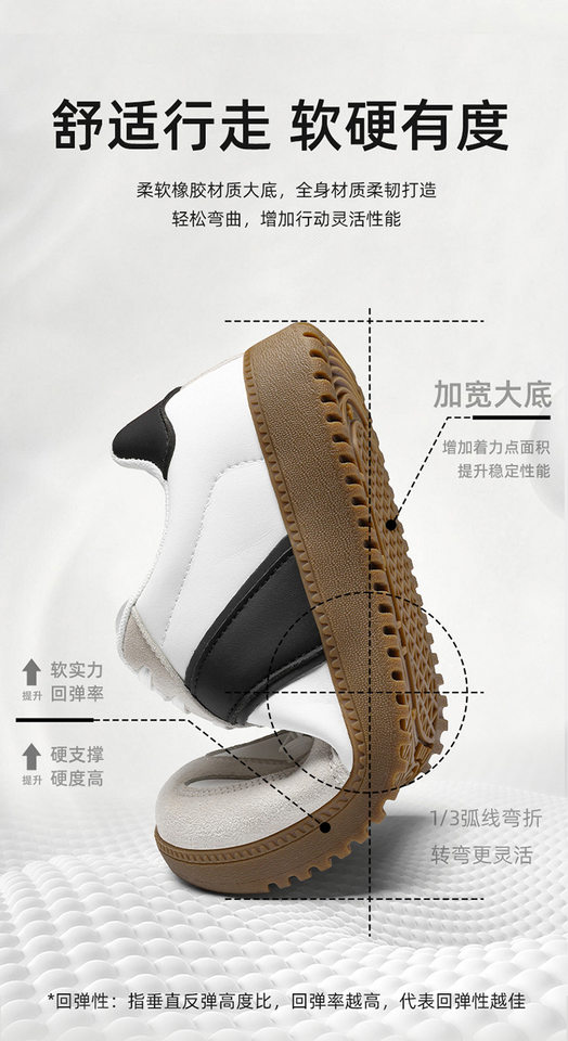 Giày sneaker da lì phối lưới form rộng mũi tròn, đế cao 3–5 cm, dây buộc, unisex — Trắng đen, Xám trắng, đen chi tiết 13