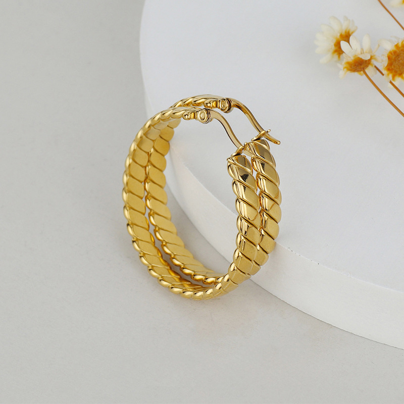 Fashion Geometric Stainless Steel Hoop Earrings Plating Stainless Steel Earrings display picture 2