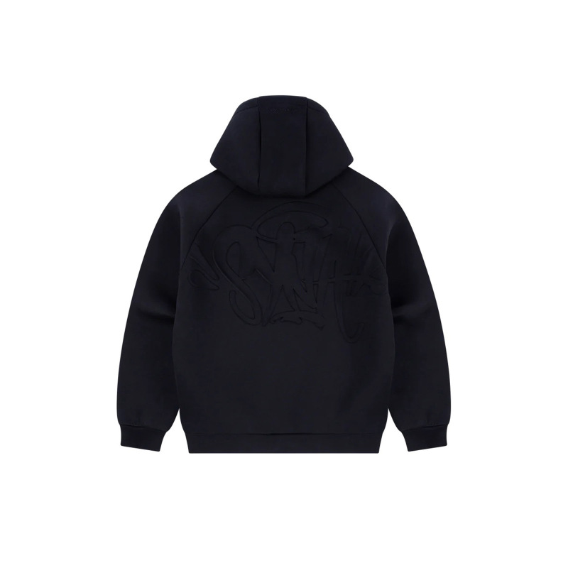 SYNAWORLD NEOPRENE HOOD BLACK バックエンボスブラックフードジャケット メンズ トレンドジャケット|undefined
