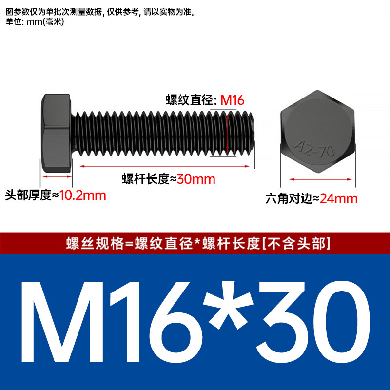 Болт шестигранный Johnson M16x30