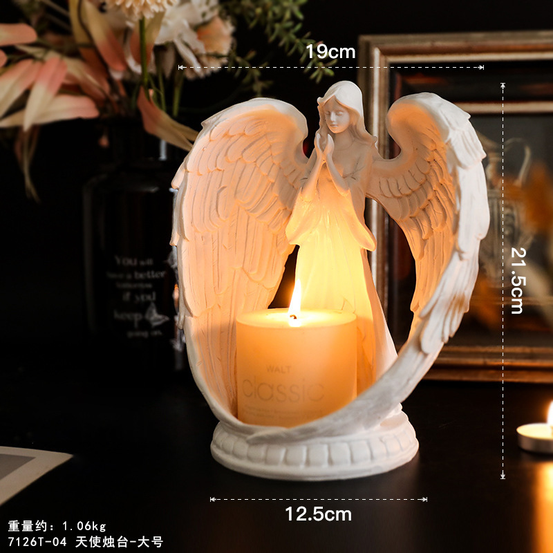 Adornos de ángel retro de estilo europeo, decoración de mesa de niña angelito de plástico de resina americana