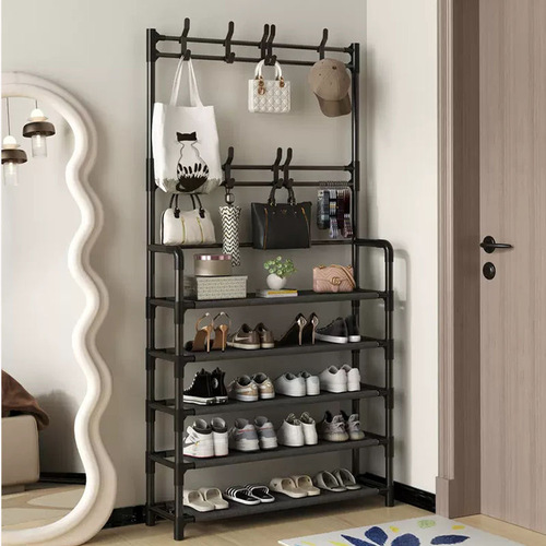 Shoe rack multi-layer home door coat and hat rack all-in-one rental room multi-functional clothes drying rack all-in-one bold style