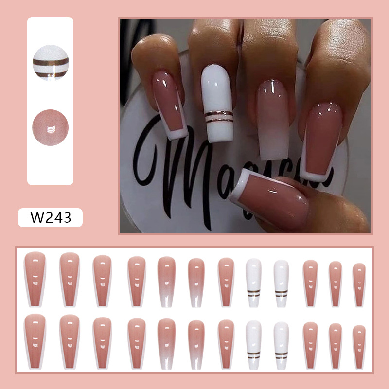 Stylish Press-on Nails Whitening Effect False Nails 24 Pieces Set_voghion.com