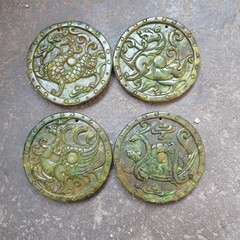 骨董玉器老玉四大神獣朱雀玄武青龍白虎ストラップ