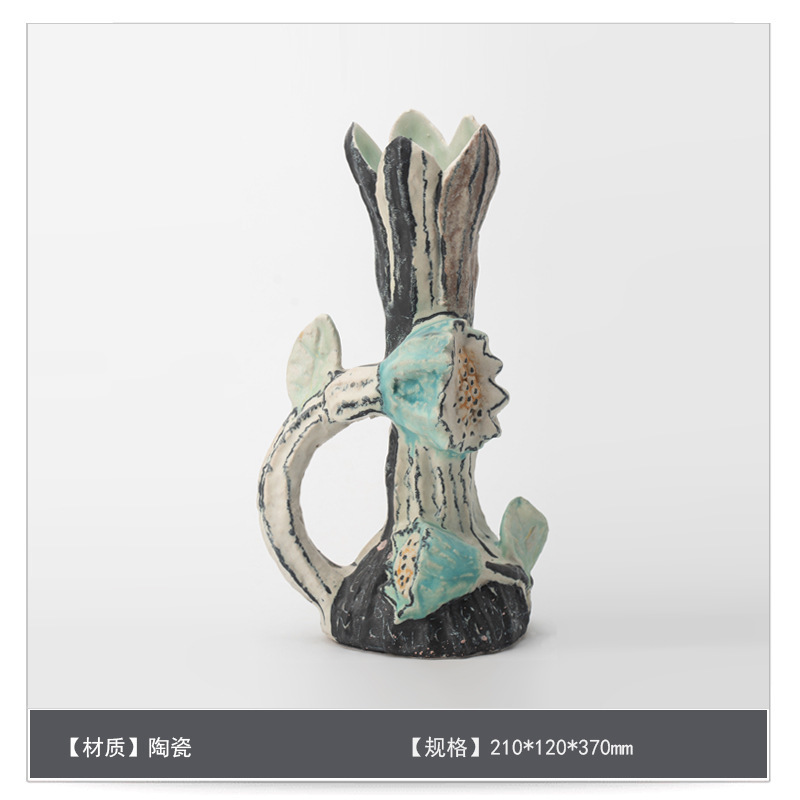 中世スタイルのセラミックフラワー花瓶装飾アートB&Bモデルルームゲストテーブルハイエンドフラワーアレンジメント装飾|undefined