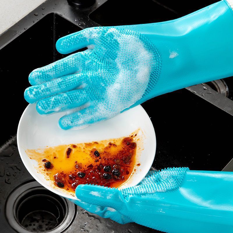 silica gel Dishwasher glove lengthen Plush thickening durable kitchen clean Housework winter keep warm waterproof Manufactor wholesale