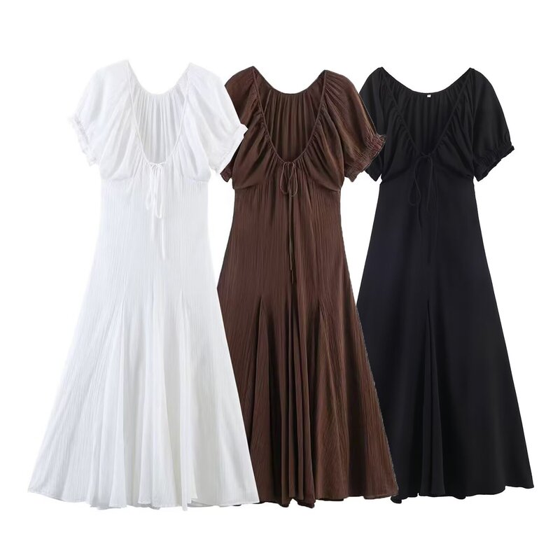 Taop&Za Women's Clothing 2026 Summer New Style European and American Style Triangular Fabric Midi Dress 0881344 Taop&Za Women's Clothing 2026 Summer New Style European and American Style Triangular Fabric Midi Dress 0881344