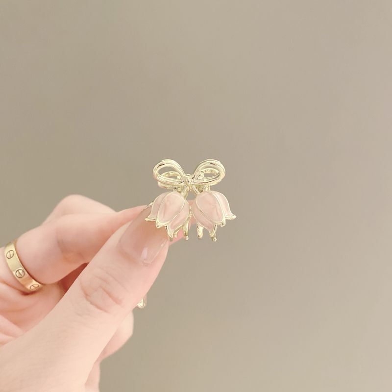 Tulip Pink Orchid Mini Small High-Value Side Hairpin for Women, New Style Bangs Princess Hair Accessory 2023 Hair Clip