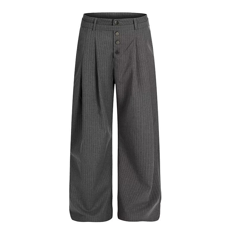 Autumn and Winter New Wide-Leg Drapey Scimitar Pants for Men and Women, Trendy Brand Design, Striped Pleated Casual Suit Pants