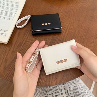 Cheese Wallet Japanese Style Cute Card Bag Short Women's Coin Purse 30% Fold Small Fresh Embroidery Texted Card Bag