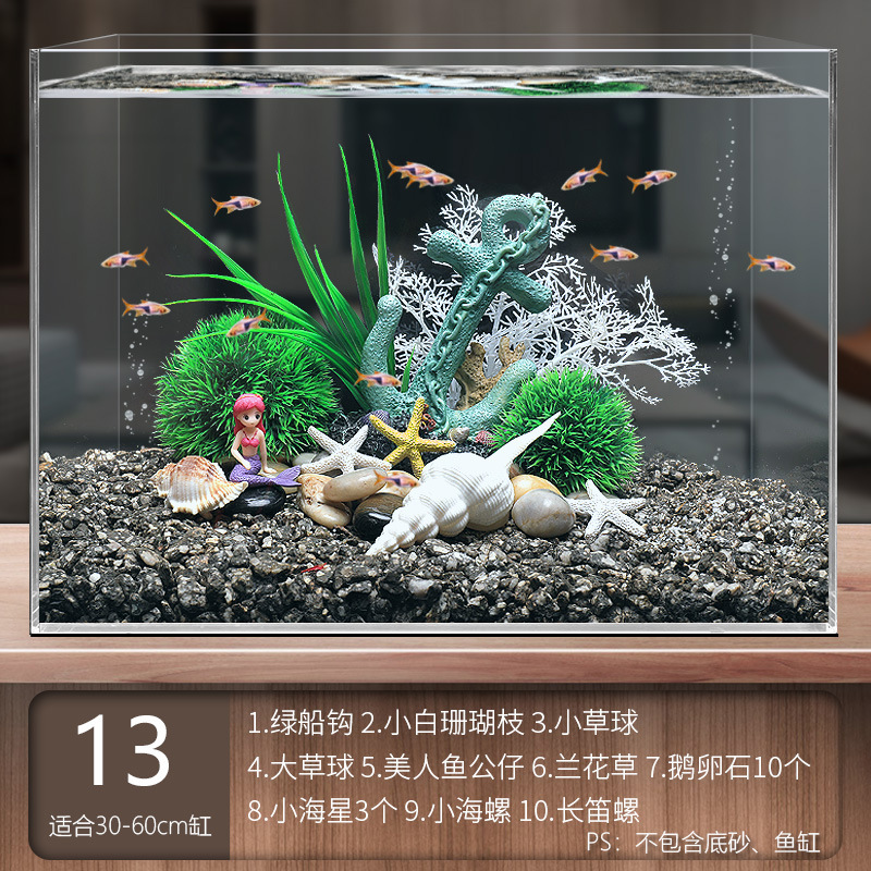 Juego completo de paisajismo de pecera, juego de decoración de rocalla de hierba acuática de simulación, juego de adorno de coral de arena de fondo de acuario