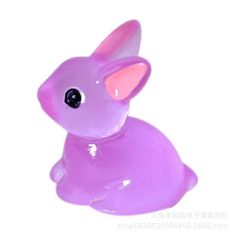 ミニ夜光ウサギ動物樹脂製フィギュア人形飾りアクセサリー卓上手作り装飾小物かわいい|undefined