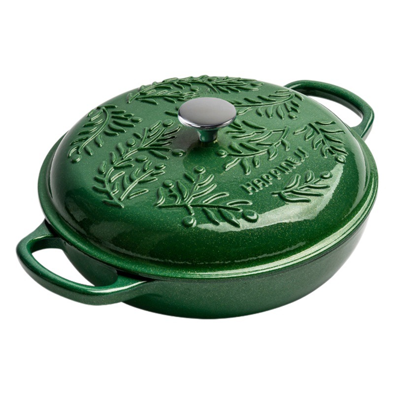 Pequeña felicidad 26cm olla de esmalte de hierro fundido olla de guiso multifuncional olla de sopa doméstica olla antiadherente cocina de inducción universal