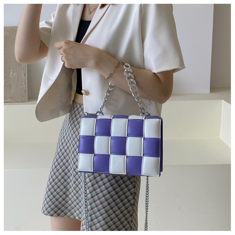 Hand-woven Small Square Bag 2021 New Fashion Hit Color Portable Female Bag display picture 6