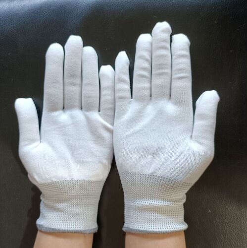 White Nylon Thin Protective Gloves, Comfortable for Work, 13-Needle Nylon Gloves, Wholesale, One Piece