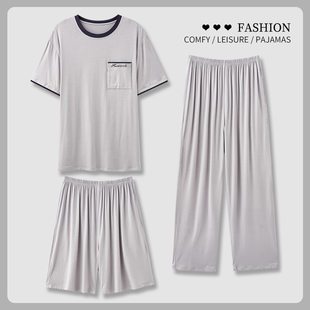 Summer thin pijama, casual set, Collection Year 2026, plus size, 3 piece set, suitable for outdoor wear