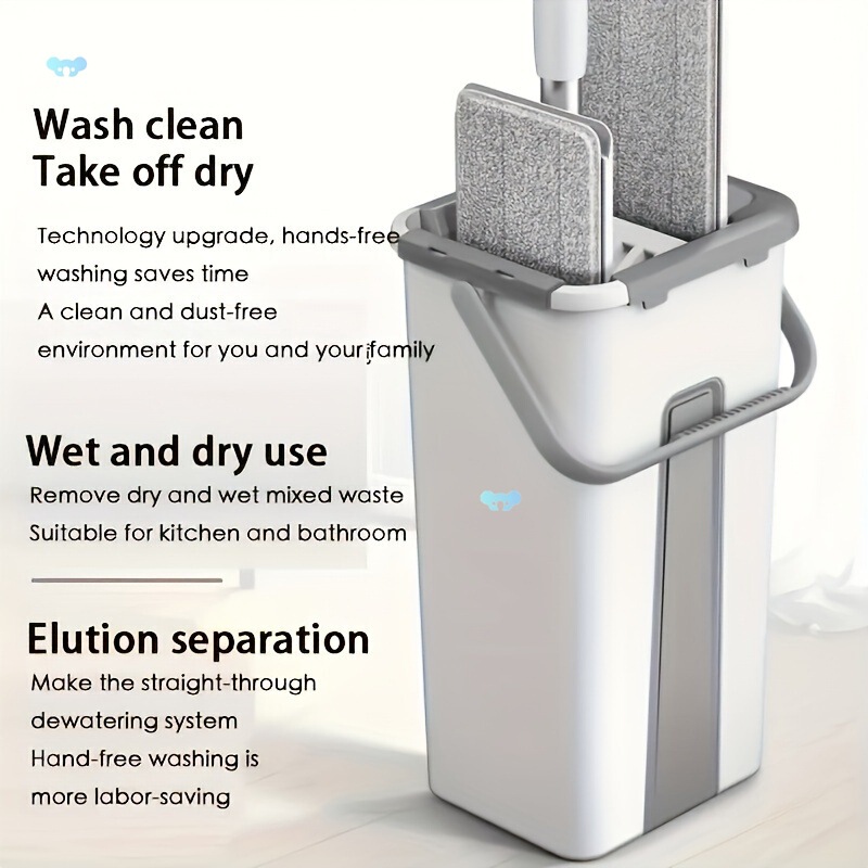 1 Set Microfiber Spin Mop Bucket System Hands Free