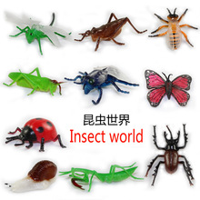 仿真野生昆蟲動物模型套裝10款螳螂螞蚱蝴蝶七星瓢蟲蜻蜓模型玩具