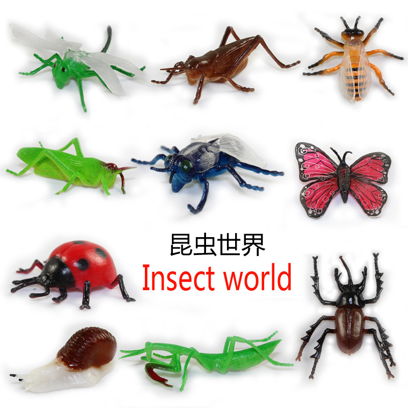 Simulación de insecto salvaje modelo animal traje 10 Mantis saltamontes mariposa siete estrellas mariquita Libélula modelo juguete