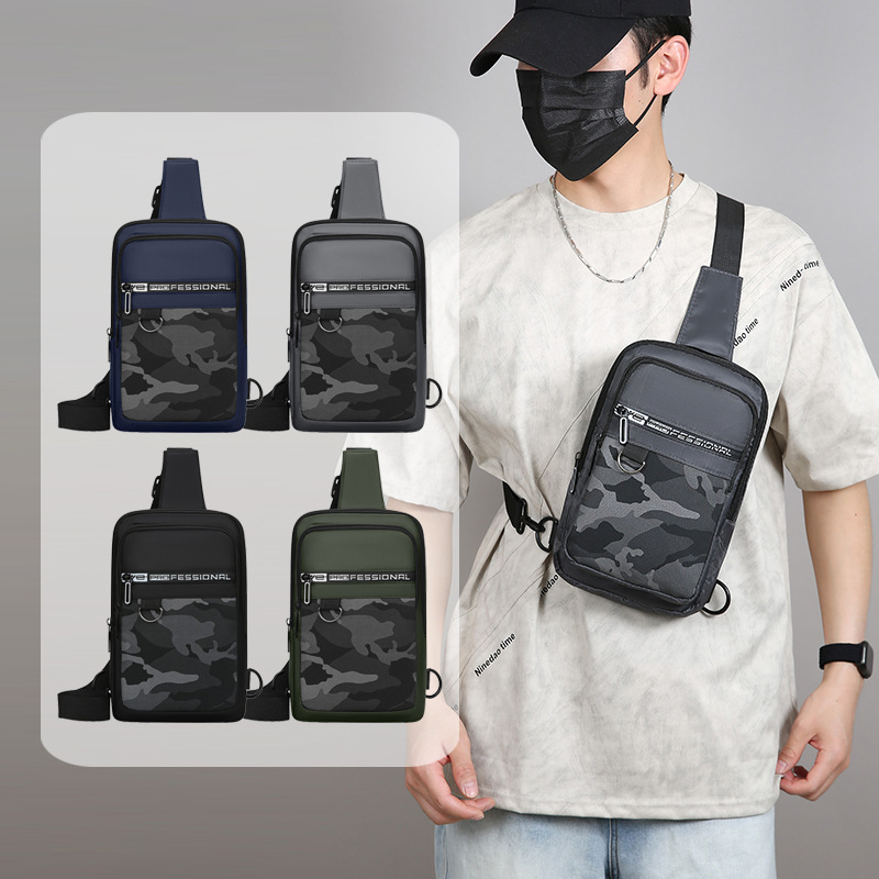 Cross-Border Fashion Men's Chest Bag, New Nylon Casual Shoulder Bag, Practical Sports Fashion Crossbody Bag, Cycling Bag