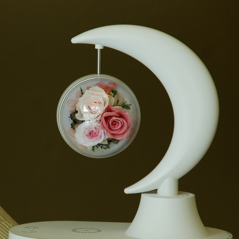 Día de San Valentín regalo creativo flor eterna Bluetooth altavoz lámpara de mesa teléfono móvil carga inalámbrica Regalo de Cumpleaños Rosa