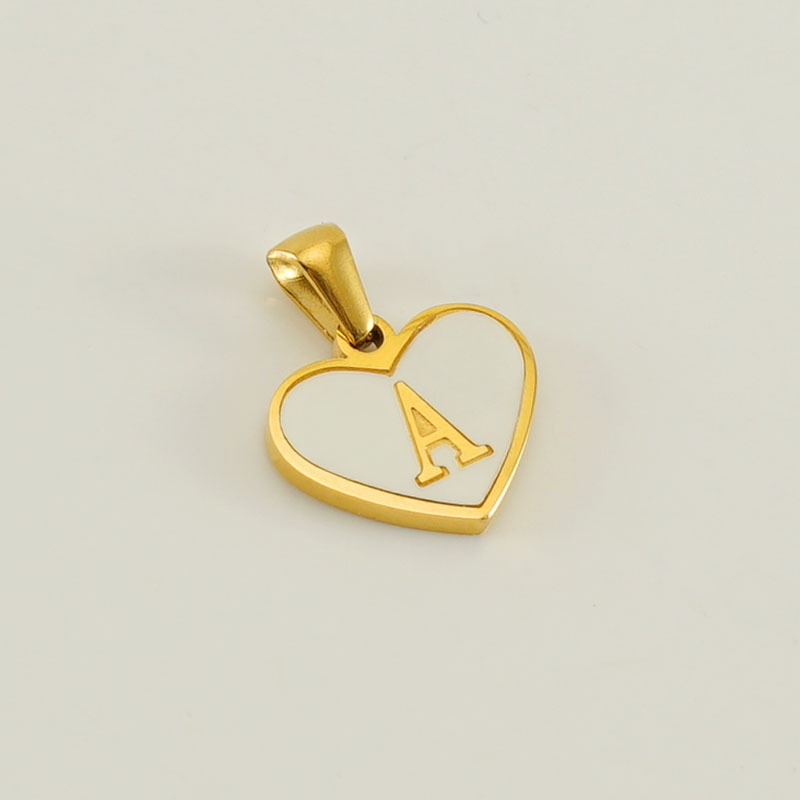 Letter, Heart Shape Pattern 1 Piece 13*16mm Stainless Steel Shell Letter Heart Shape Polished Pendant