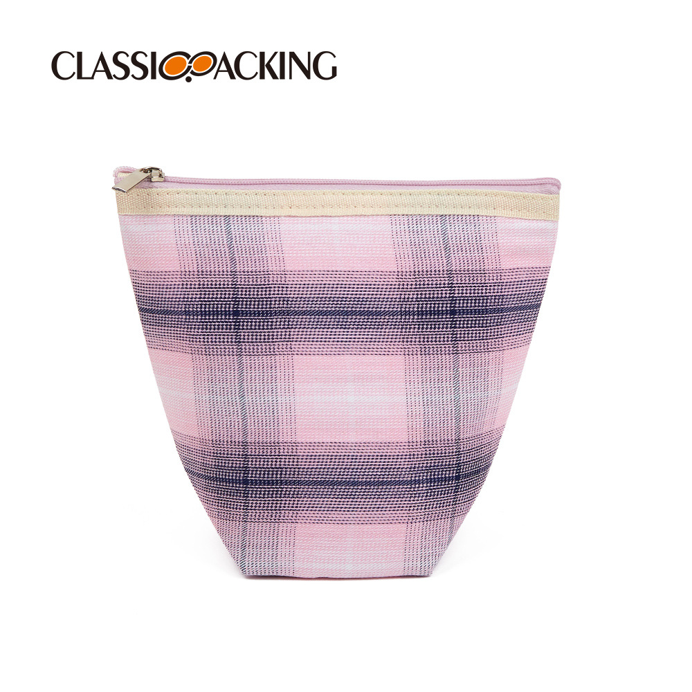 Japonés ins estilo monedero mini cremallera Portátil Bolsa de almacenamiento material a cuadros viaje lápiz labial bolsa de almacenamiento