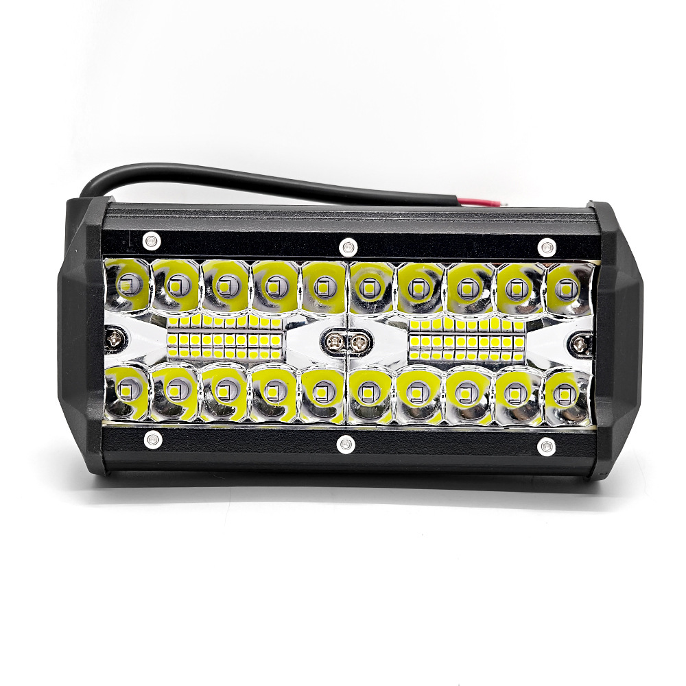 Cross-border car LED work light 120W high-brightness three-row 7inch strip light off-road vehicle roof light front bumper spotlight modification