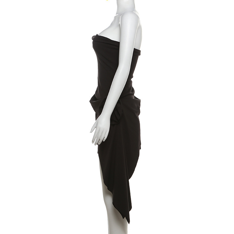 Summer Season Wholesale Women's Sexy Backless Solid Color Holiday Strapless Sleeveless Sheath Dress