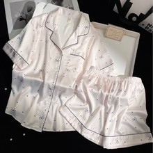 夏季凉感冰雪丝简约甜美风慵懒女士短袖短裤套装睡衣家居服可外穿