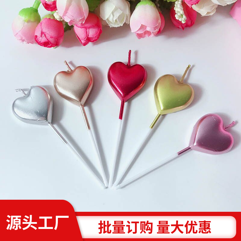 生日蜡烛蛋糕用心形蜡烛浪漫生日网红蛋糕装饰蜡烛创意爱心蜡烛