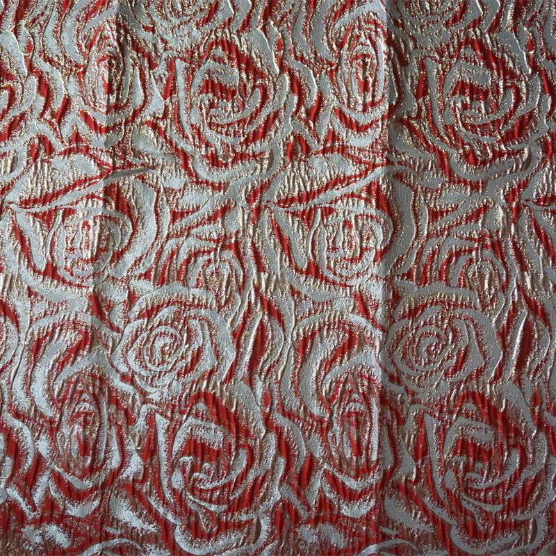 新款 色织喜上眉梢玫瑰喜庆提花面料 洛丽塔女装连衣裙礼服包服饰