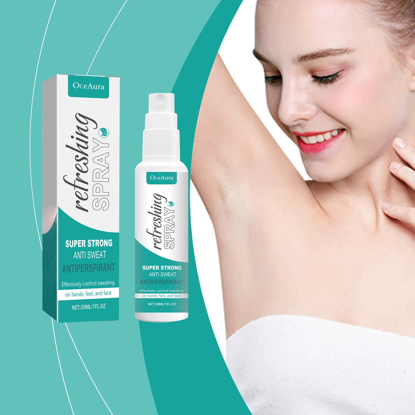 OceAura спрей для ухода за телом, освежающий запах подмышек, портативный дезодорант, уход за запахом пота, ежедневный спрей
