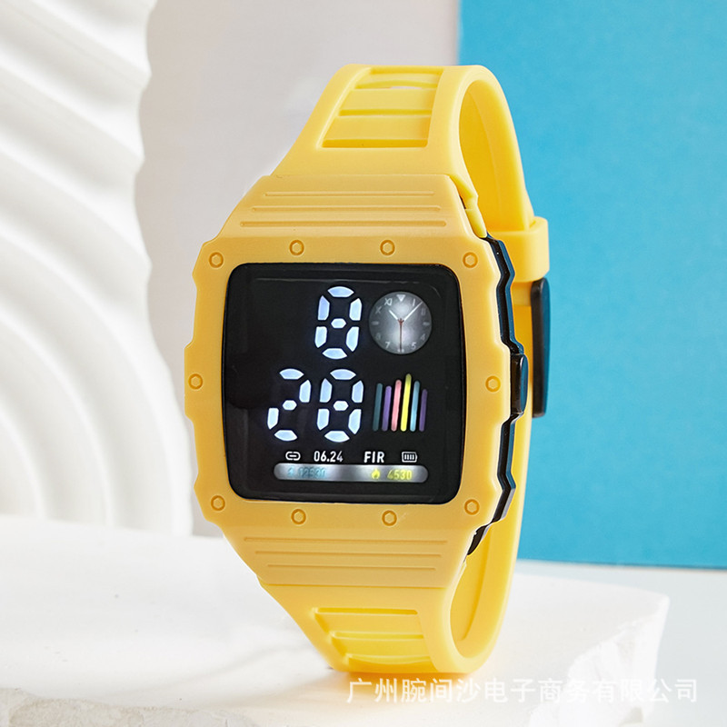 Moda simple macaron LED reloj electrónico Junior High School estudiante pareja reloj digital de una sola pieza reloj de entrega