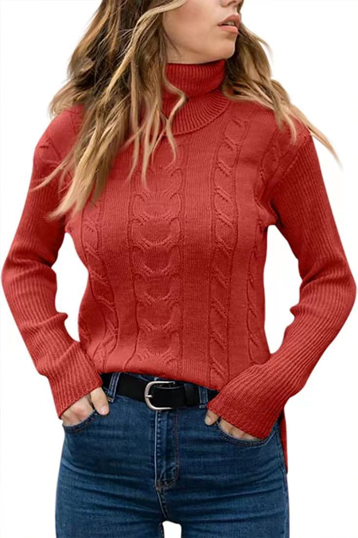 Dames herfst en winter nieuwe effen kleur coltrui retro lange mouwen dames trui_voghion.com