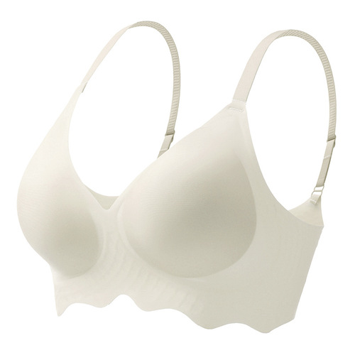 A seamless one-piece ice silk women's summer thin fixed cup small breast shaping bra with ultra-thin underwire Bra without a wire