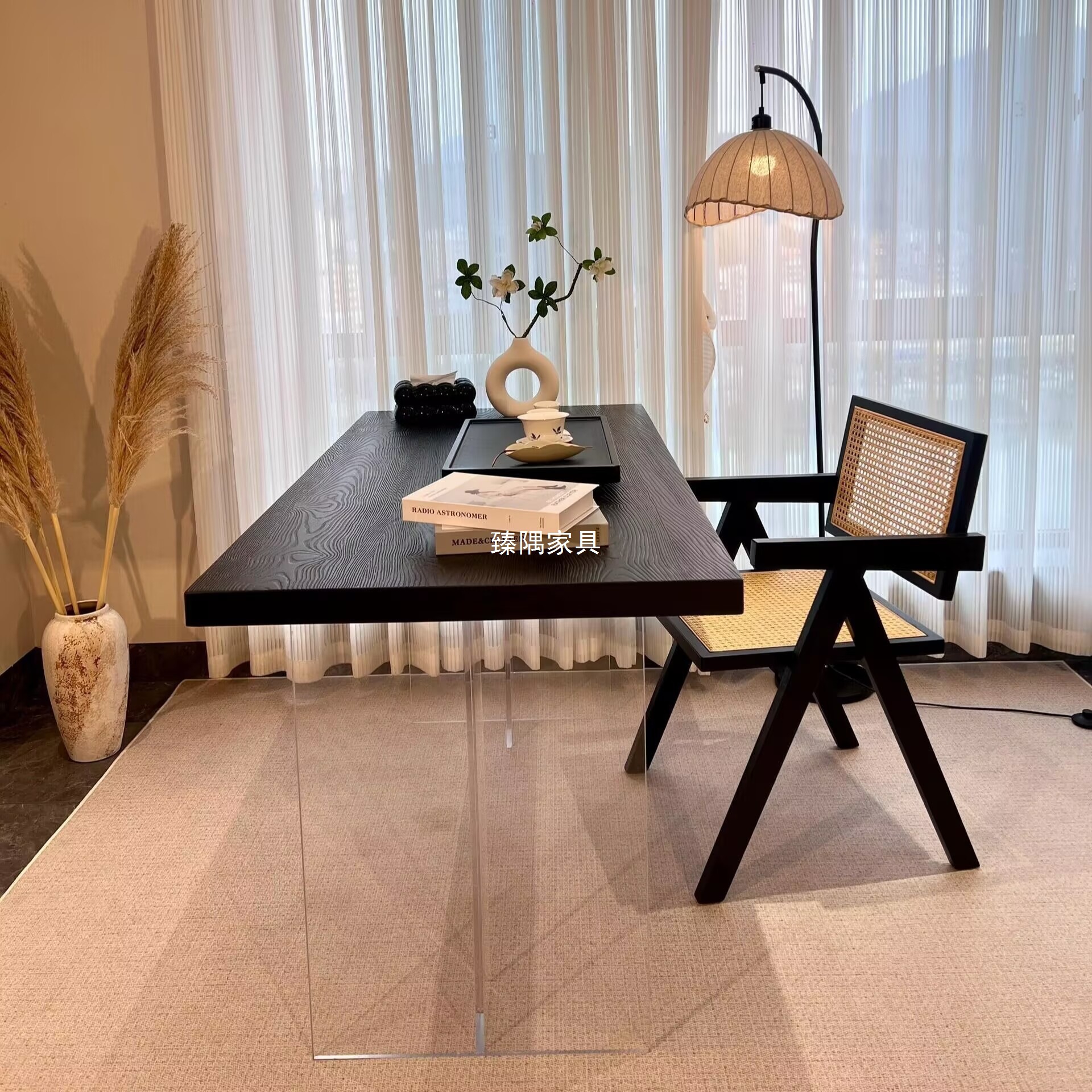 Mesa de comedor de madera sólida de estilo nórdico, mesa flotante acrílica, mesa de comedor de estilo silencioso, mesa de reunión, mesa de oficina, mesa de trabajo
