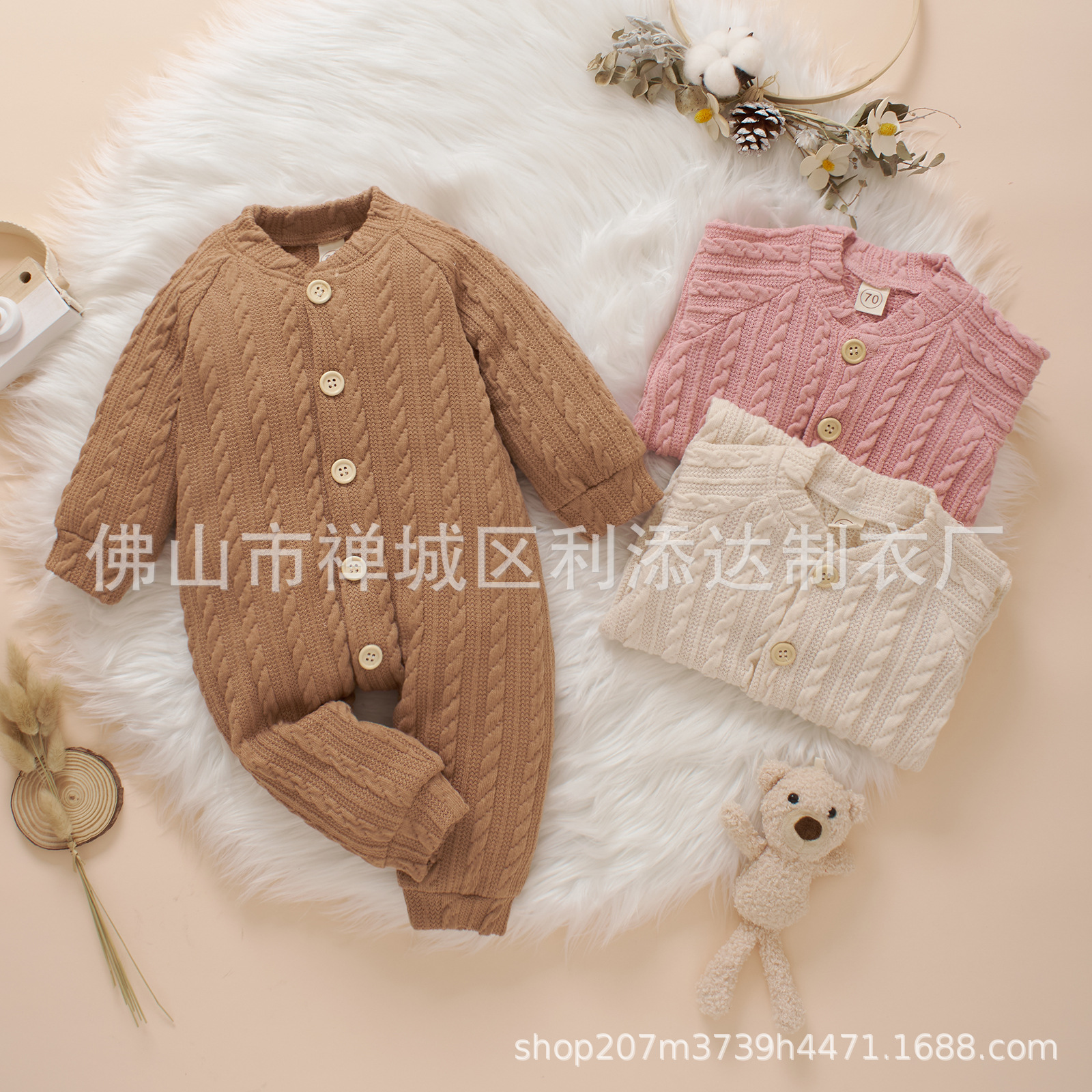 秋冬季婴儿连体保暖不连帽多色套装棉爬服单排扣整手现货批发
