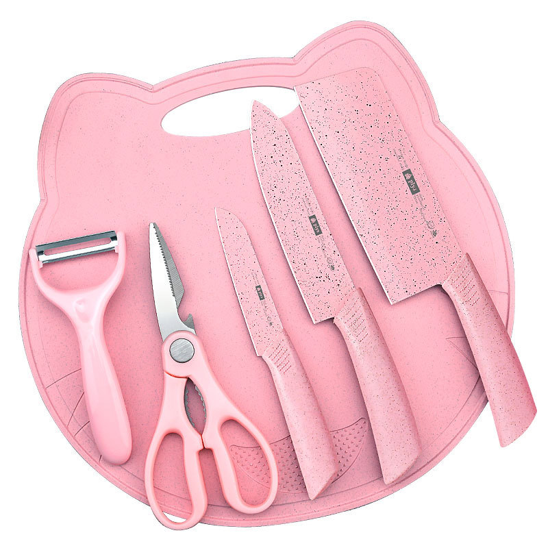 Kit de cuchillos antibacterianos combinados para bebés domésticos tablero de corte de alimentos suplementarios tablero de cocina de bebés tablero de cuchillos de frutas de acero inoxidable tablero de escritorio